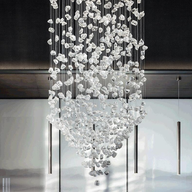 Stone Crystal Charcoal Tower Chandelier