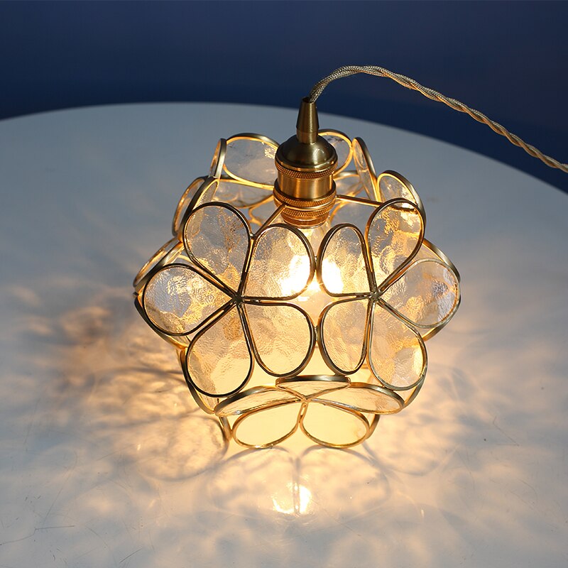Vintage Glass Stone Flower Ceiling Light N READY