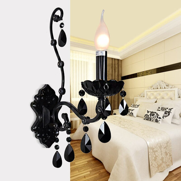 Crystal Style Black Candle Wall Light