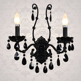 Crystal Style Black Candle Wall Light