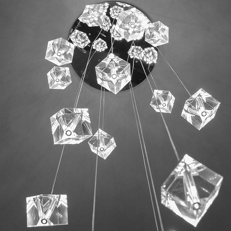Modern Style Crystalline Cubes Chandelier