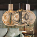 Wooden Birdcage Pendant Lamp