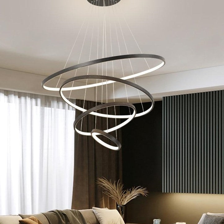 Contemporary 3-Ring LED Chandelier in Brush Gold, LED Flush Mount Ceiling  Light – Lights of Modern